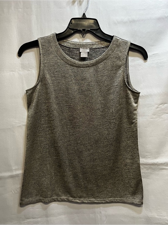 Chico's Tops - Chico's Silver Heathered Metallic Knit Tank Top Shimmer Size 0/Small